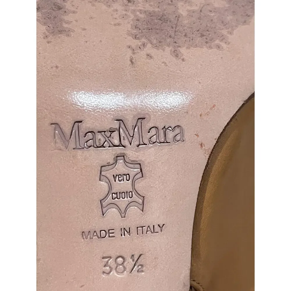 Max Mara Shoes Womens Size 8 Tan and Pink Leather Slingback Heels Italy EU 38.5 - Picture 9 of 9